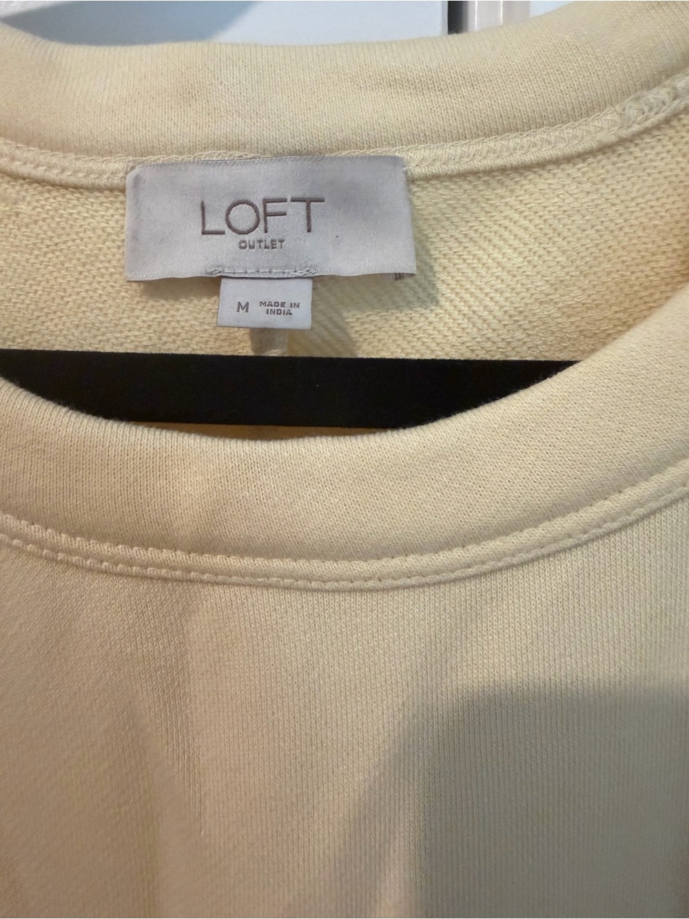 LOFT Pale Yellow Short Sleeve Crewneck Sweatshirt - Picture 2 of 2